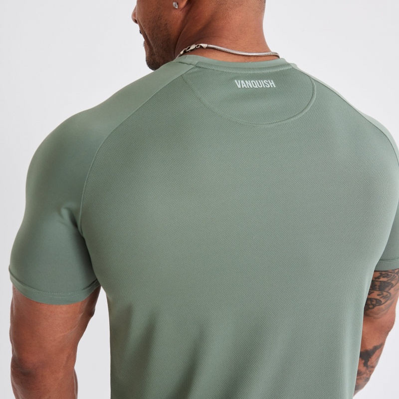 Vanquish Fitness Essential Green Performance Korta Sleeve T Shirt Gröna | 5746-BTGWV