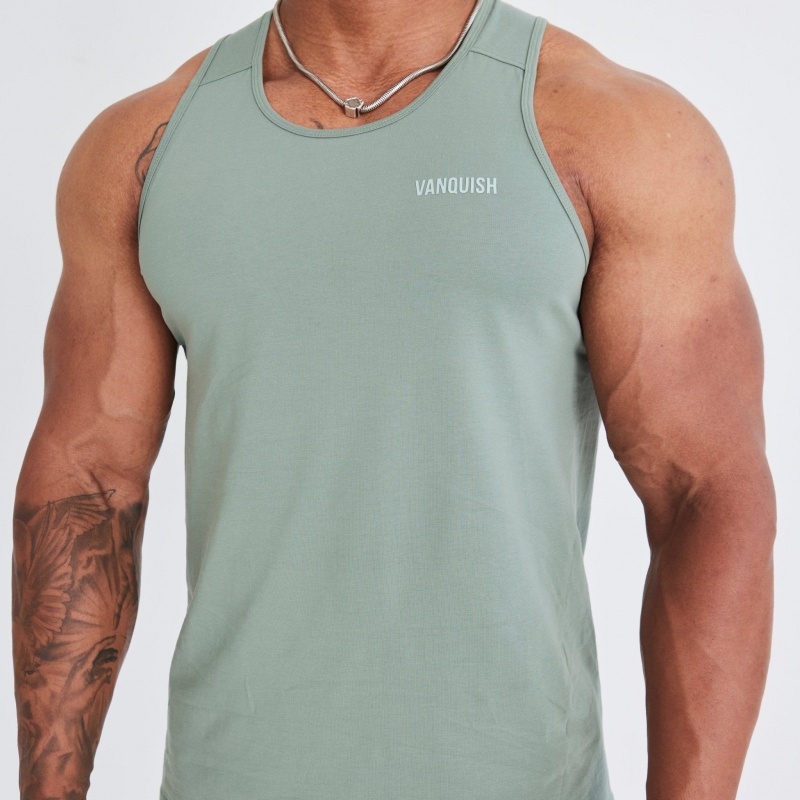 Vanquish Fitness Essential Green Regular Fit Tank Top Gröna | 5243-GFYOV