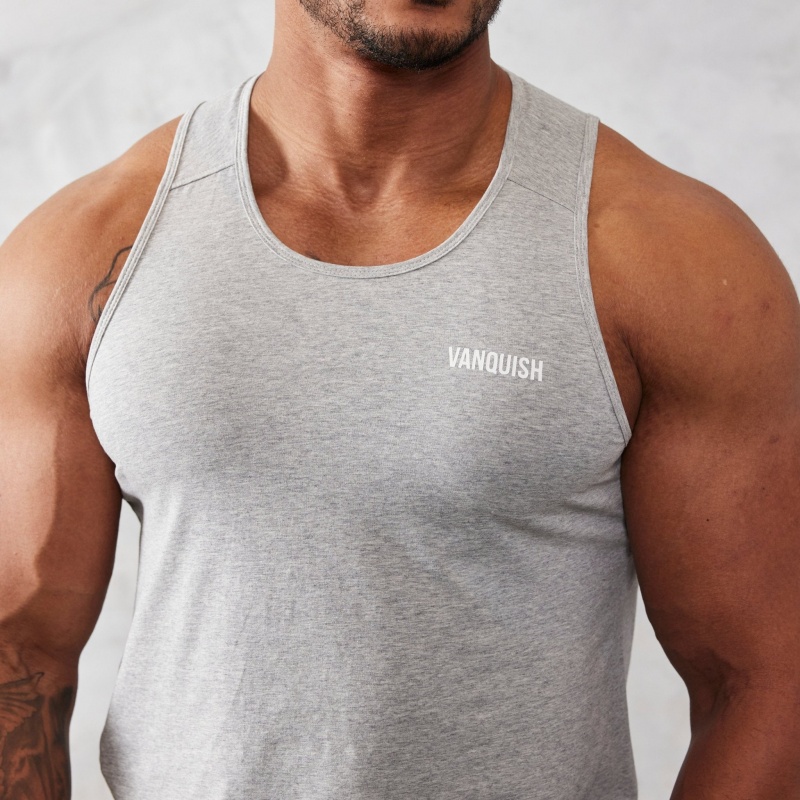 Vanquish Fitness Essential Grey Regular Fit Tank Top Ljusgrå | 3916-MQPWB