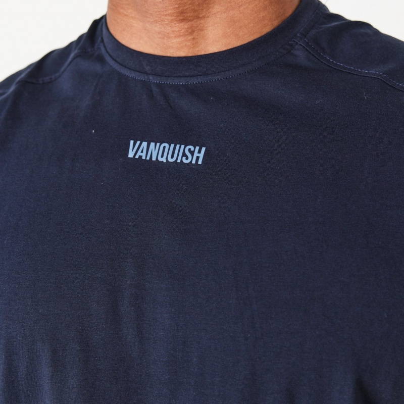 Vanquish Fitness Essential Navy Blue Oversized T Shirt Marinblå Blå | 3108-NCRKW