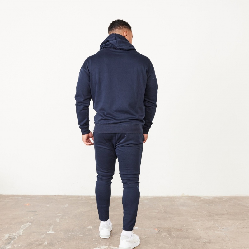 Vanquish Fitness Essential Navy Blue Oversized Pullover Hoodie Marinblå Blå | 4560-MXKOW