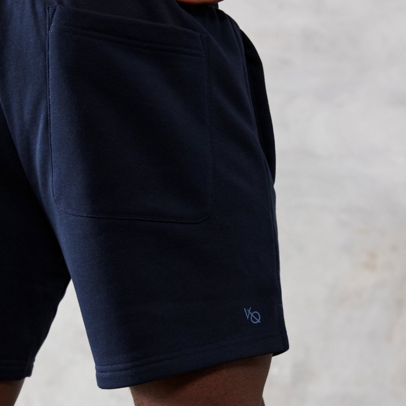 Vanquish Fitness Essential Navy Blue Regular Fit Shorts Marinblå Blå | 8415-ZBPUW