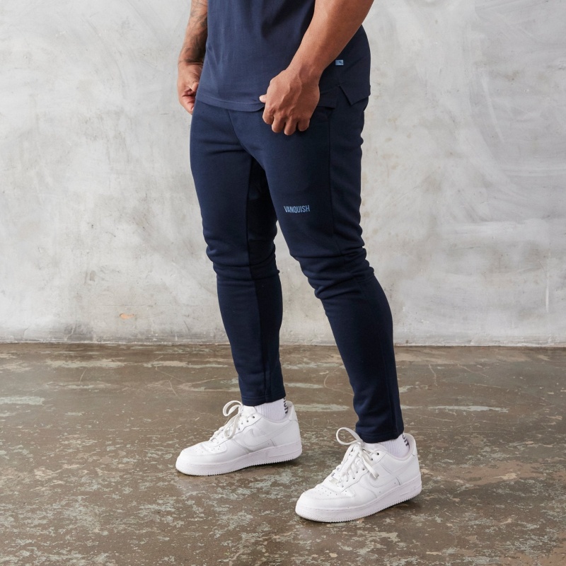 Vanquish Fitness Essential Navy Blue Tapered Fit Sweatpants Marinblå Blå | 7516-YMIVP