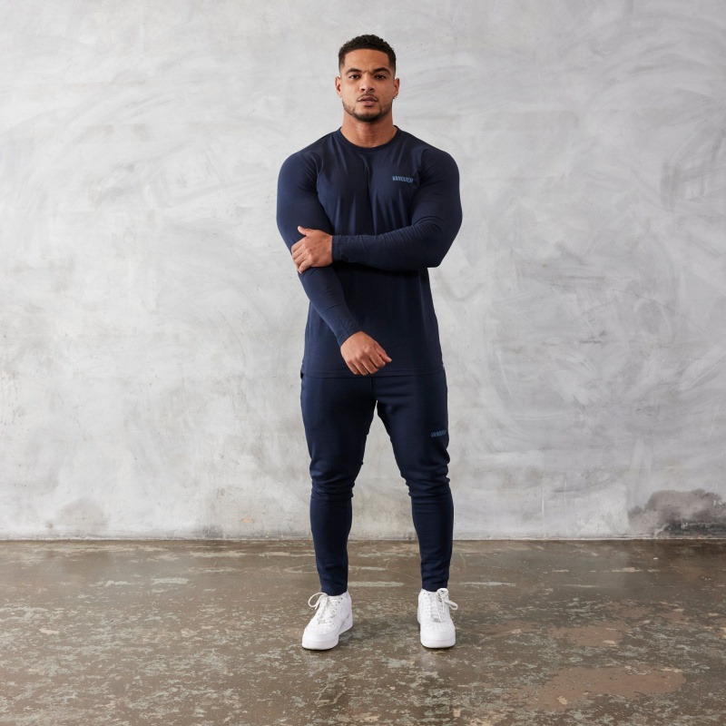 Vanquish Fitness Essential Navy Blue Tapered Fit Sweatpants Marinblå Blå | 7516-YMIVP