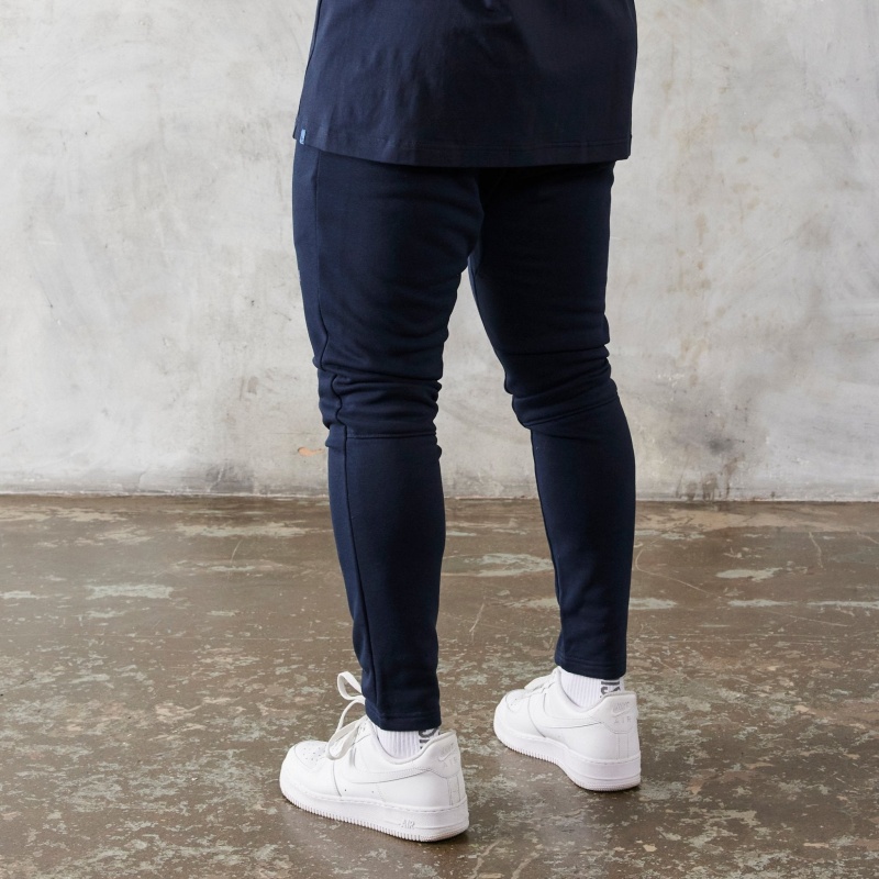 Vanquish Fitness Essential Navy Blue Tapered Fit Sweatpants Marinblå Blå | 7516-YMIVP