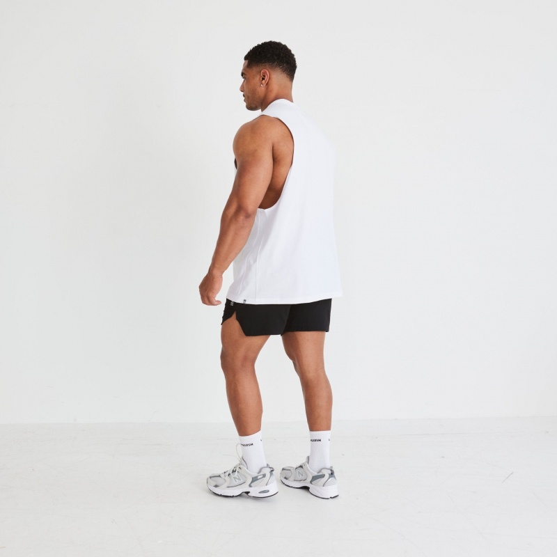 Vanquish Fitness Essential White Oversized Ärmlös T Shirt Vita | 8324-HRFML