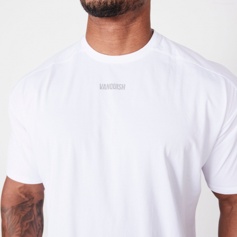 Vanquish Fitness Essential White Oversized T Shirt Vita | 6413-QHBRJ