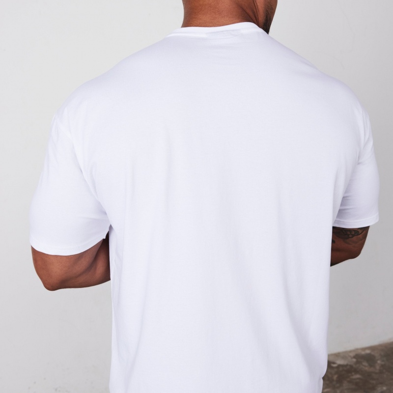 Vanquish Fitness Essential White Oversized T Shirt Vita | 6413-QHBRJ