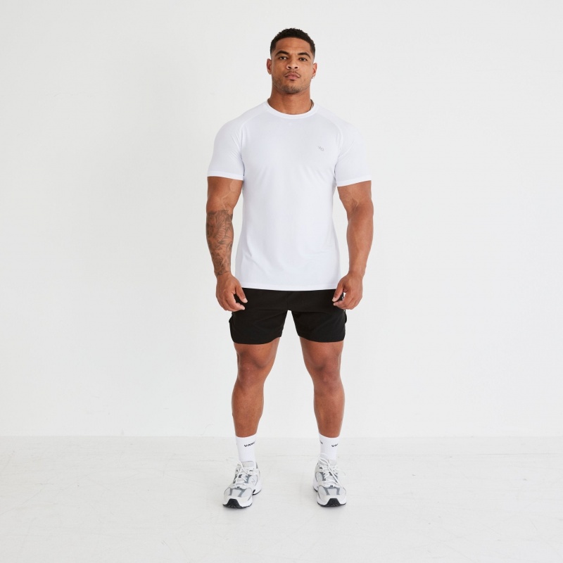 Vanquish Fitness Essential White Performance Korta Sleeve T Shirt Vita | 5831-APECQ