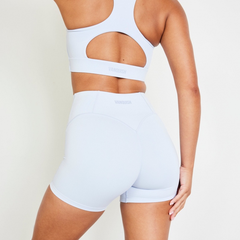 Vanquish Fitness Evolve Mineral Blue High Waisted Shorts Blå | 7605-SDPZF