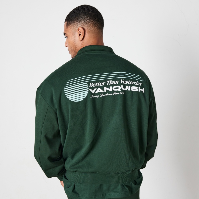 Vanquish Fitness Green Athletics Division Quarter Zip Tröja Gröna | 5496-OSPIF