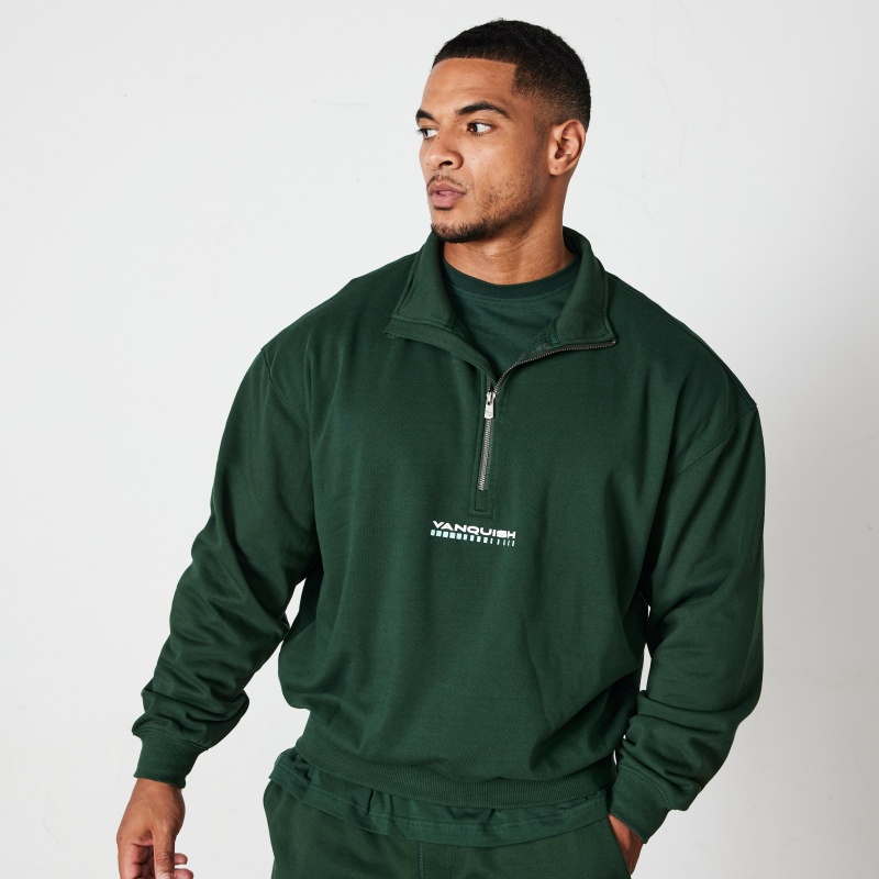 Vanquish Fitness Green Athletics Division Quarter Zip Tröja Gröna | 5496-OSPIF