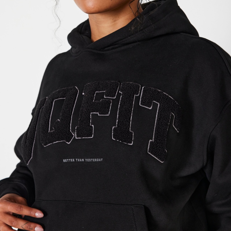 Vanquish Fitness Jet Black VQFIT Oversized Hoodie Svarta | 3421-QVCJB