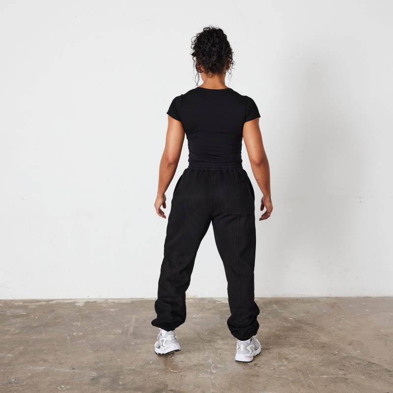 Vanquish Fitness Jet Black VQFIT Oversized Sweatpants Svarta | 6250-ZUQLY