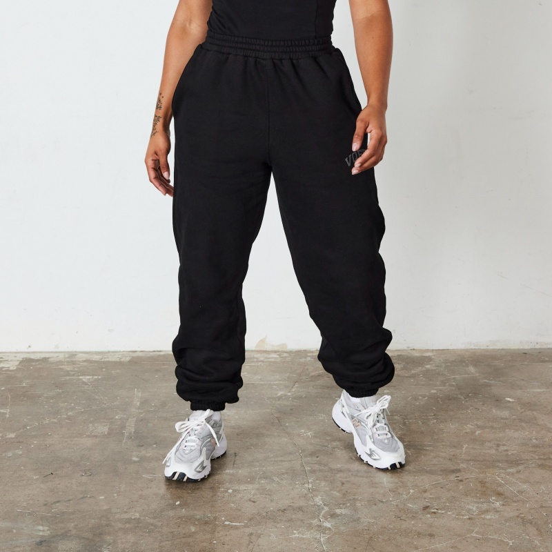 Vanquish Fitness Jet Black VQFIT Oversized Sweatpants Svarta | 6250-ZUQLY