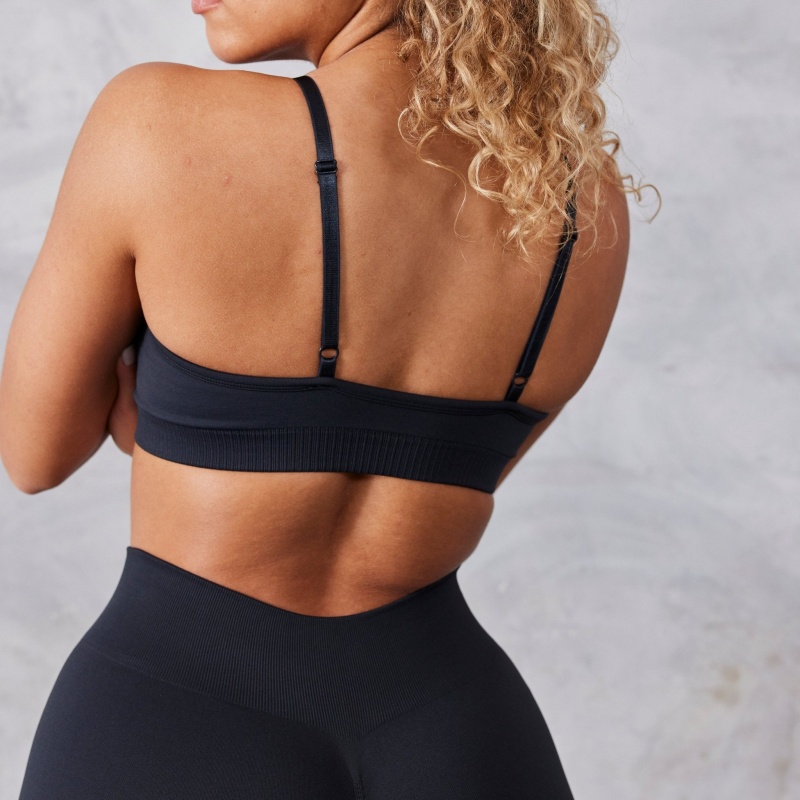 Vanquish Fitness Neutrala V2 Seamless Black Bra Svarta | 4571-IMVZJ