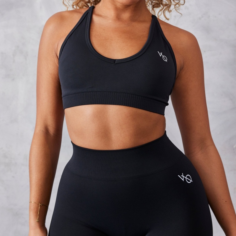 Vanquish Fitness Neutrala V2 Seamless Black Bra Svarta | 4571-IMVZJ