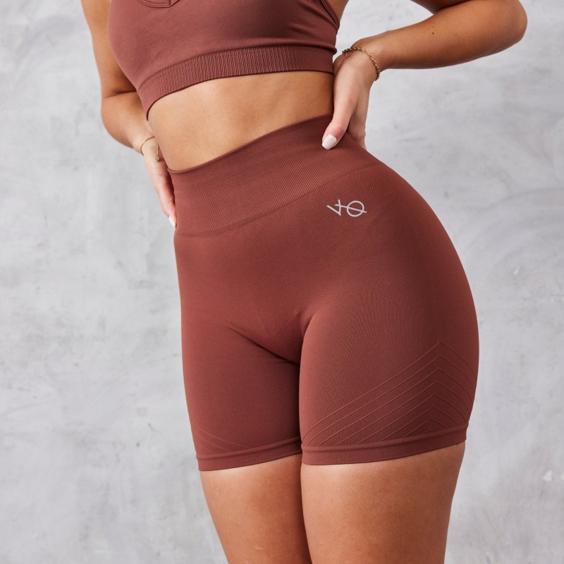 Vanquish Fitness Neutrala V2 Seamless Brown Shorts Bruna | 5604-BPTOZ