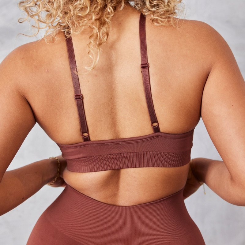 Vanquish Fitness Neutrala V2 Seamless Brown Bra Bruna | 4719-USKBI