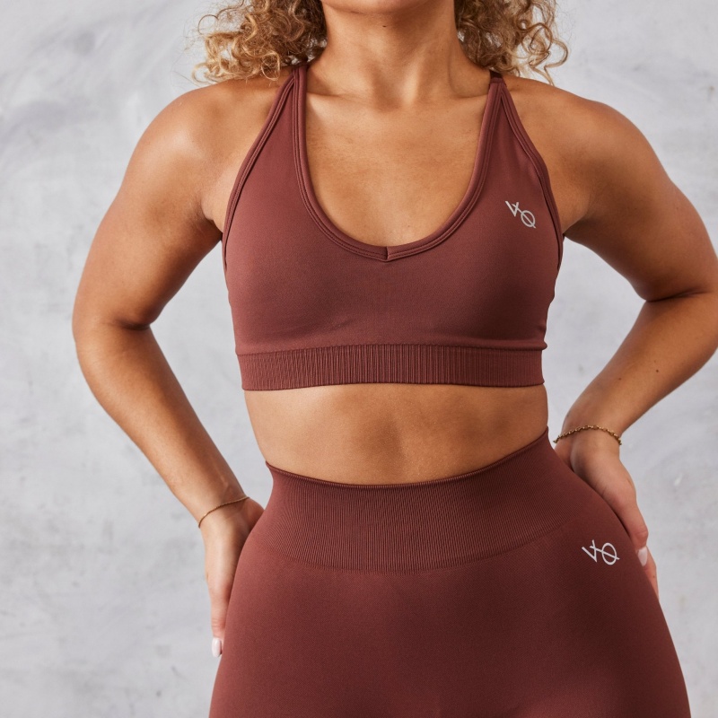 Vanquish Fitness Neutrala V2 Seamless Brown Bra Bruna | 4719-USKBI