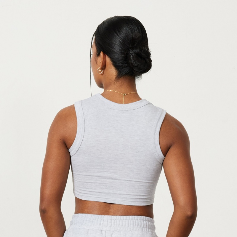 Vanquish Fitness Oat Marl Rejuvenate Cropped Tank Top Oat Marl | 1297-UYJTE