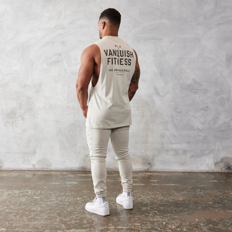 Vanquish Fitness Oat Marl Unconquerable Oversized Ärmlös T Shirt Oat Marl | 4017-DUFBN