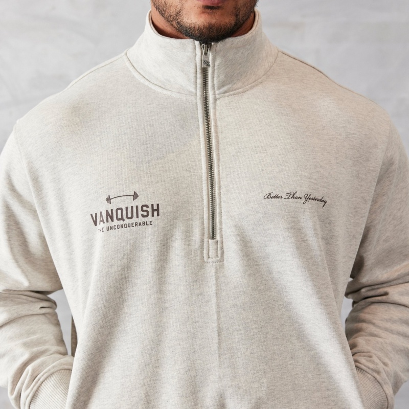 Vanquish Fitness Oat Marl Unconquerable Quarter Zip Tröja Oat Marl | 2708-KOFRH