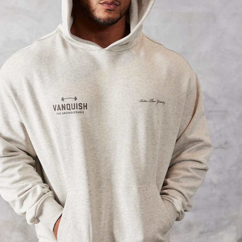 Vanquish Fitness Oat Marl Unconquerable Oversized Pullover Hoodie Oat Marl | 8176-PAXLV