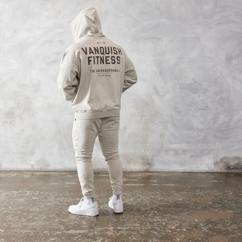 Vanquish Fitness Oat Marl Unconquerable Oversized Pullover Hoodie Oat Marl | 8176-PAXLV