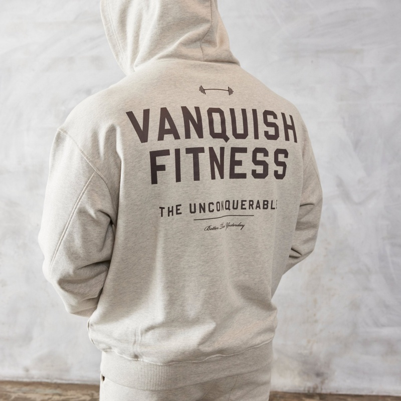 Vanquish Fitness Oat Marl Unconquerable Oversized Pullover Hoodie Oat Marl | 8176-PAXLV