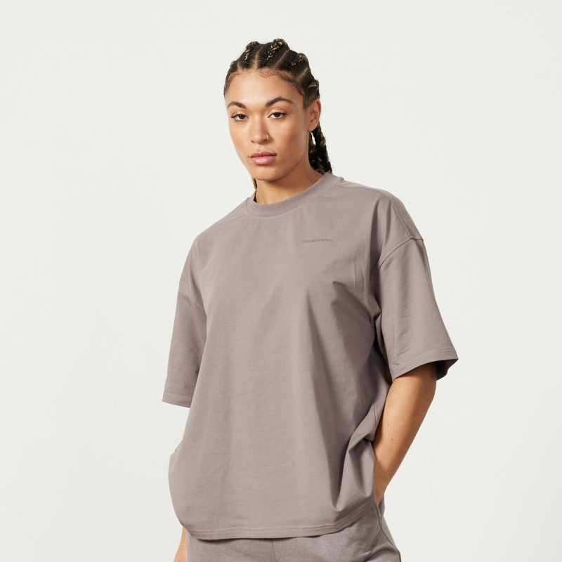 Vanquish Fitness Restore Cinder Brown Oversized T Shirt Bruna | 8201-PALVT