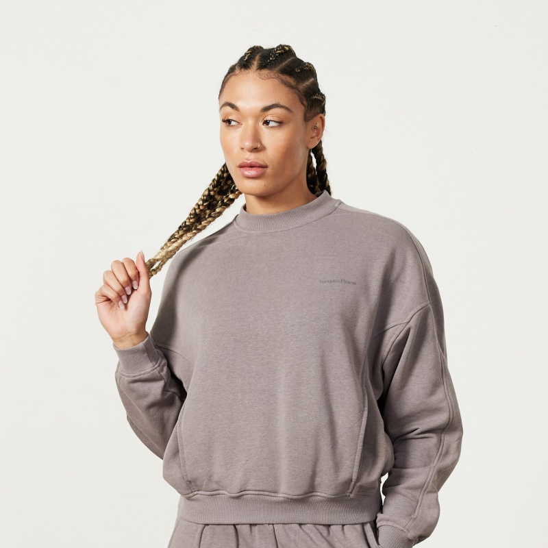 Vanquish Fitness Restore Cinder Brown Sweatshirt Bruna | 0312-EHTDL