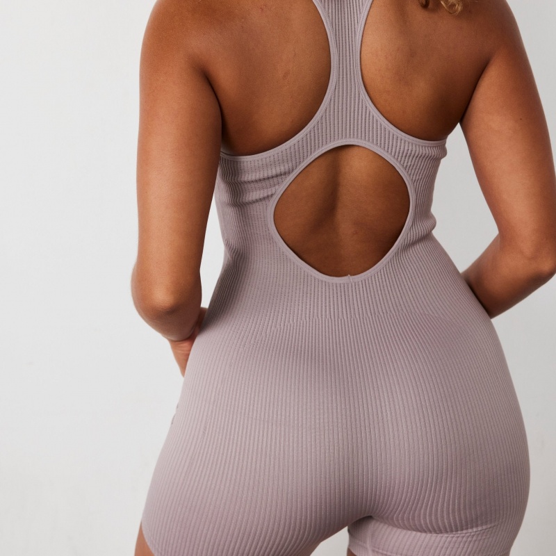 Vanquish Fitness Räfflad Seamless Blush Back Keyhole All In One Blush | 0581-AKWVT