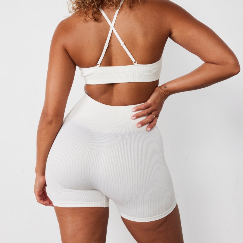 Vanquish Fitness Räfflad Seamless Marshmallow Cross Back Low Support Bra Marshmallow | 0435-YWGSA