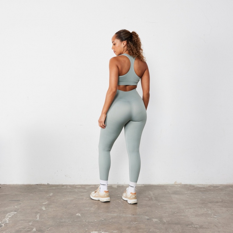 Vanquish Fitness Räfflad Seamless Slate Grey Legging Grå | 9450-NJXMV