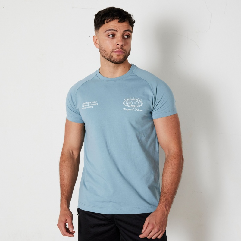 Vanquish Fitness TSP Atlas Blue Worldwide Fitted T Shirt Blå | 9483-GKLPO