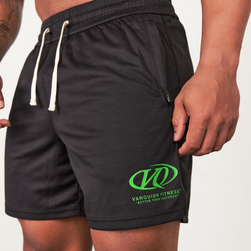 Vanquish Fitness TSP Black Racing Mesh Shorts Svarta | 5189-BZDLN