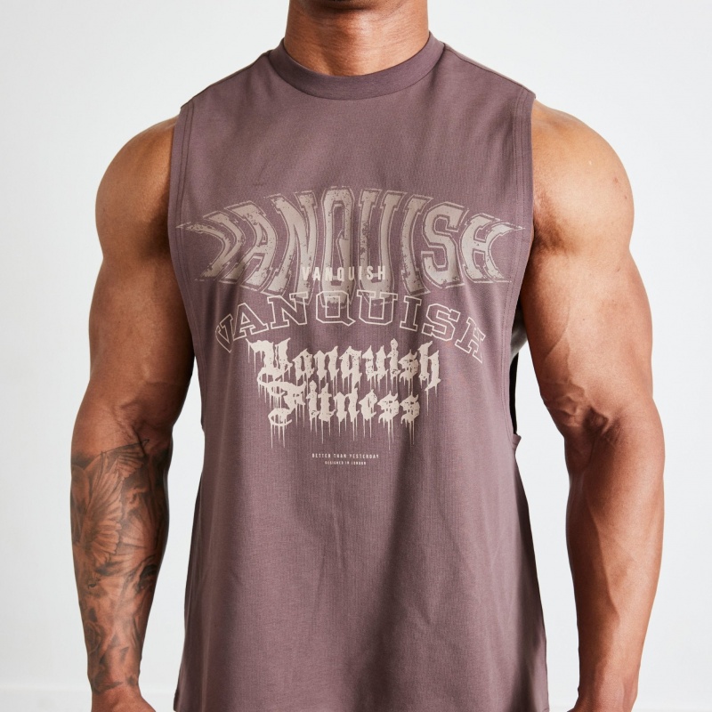 Vanquish Fitness TSP Dark Brown Metal Ärmlös T Shirt Mörkbruna | 4317-HFZNG