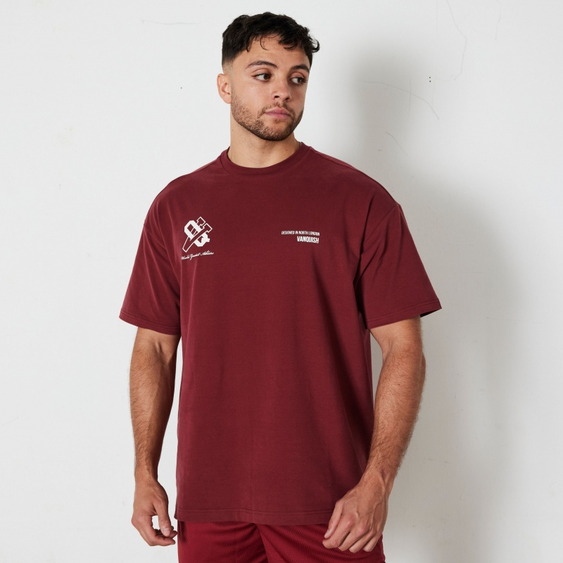 Vanquish Fitness TSP Deep Red VQ Oversized T Shirt Mörkröda | 3742-VHEQN