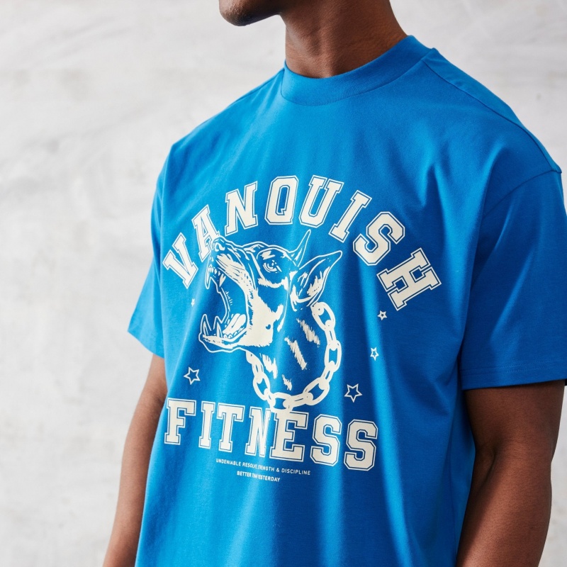 Vanquish Fitness TSP Deep Sea Blue Dobermann Oversized T Shirt Blå | 6972-BOUXL