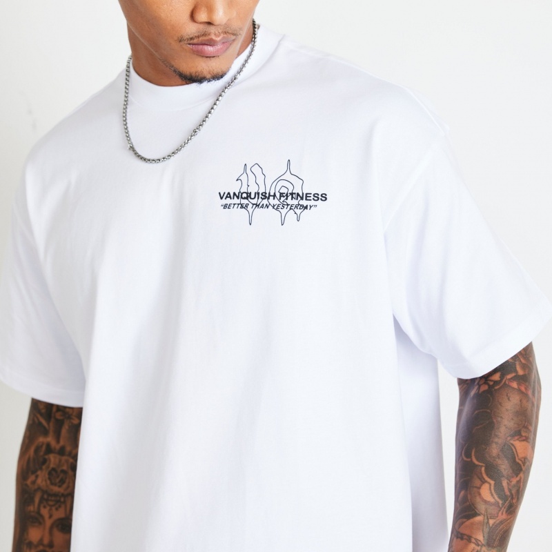 Vanquish Fitness TSP White Determination Oversized T Shirt Vita | 8947-BPQTO