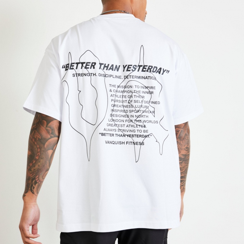 Vanquish Fitness TSP White Determination Oversized T Shirt Vita | 8947-BPQTO