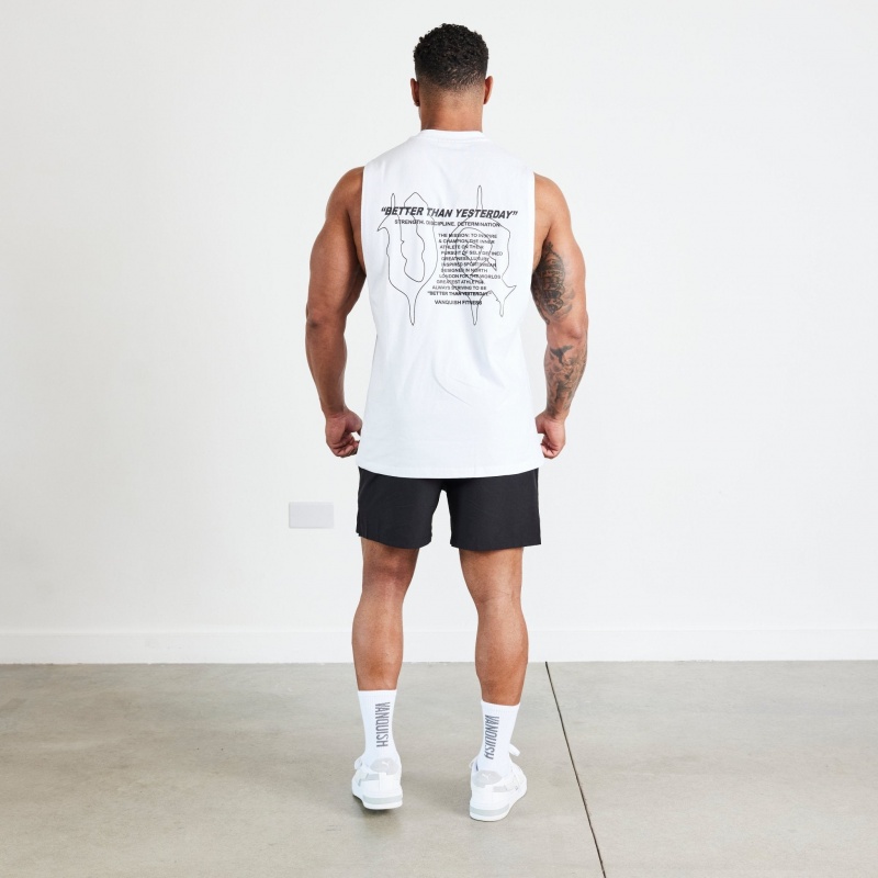 Vanquish Fitness TSP White Determination Ärmlös T Shirt Vita | 1859-ZOLHE