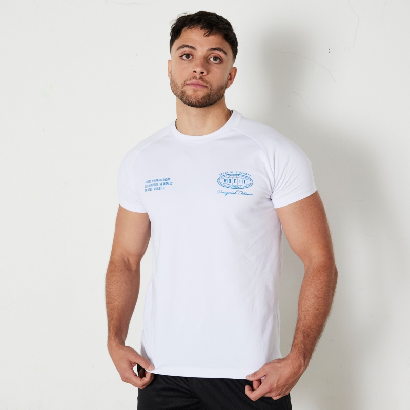 Vanquish Fitness TSP White Worldwide Fitted T Shirt Vita | 0741-POSMW