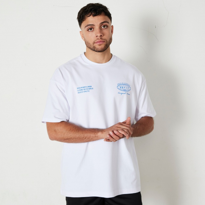 Vanquish Fitness TSP White Worldwide Oversized T Shirt Vita | 3745-NFSMA