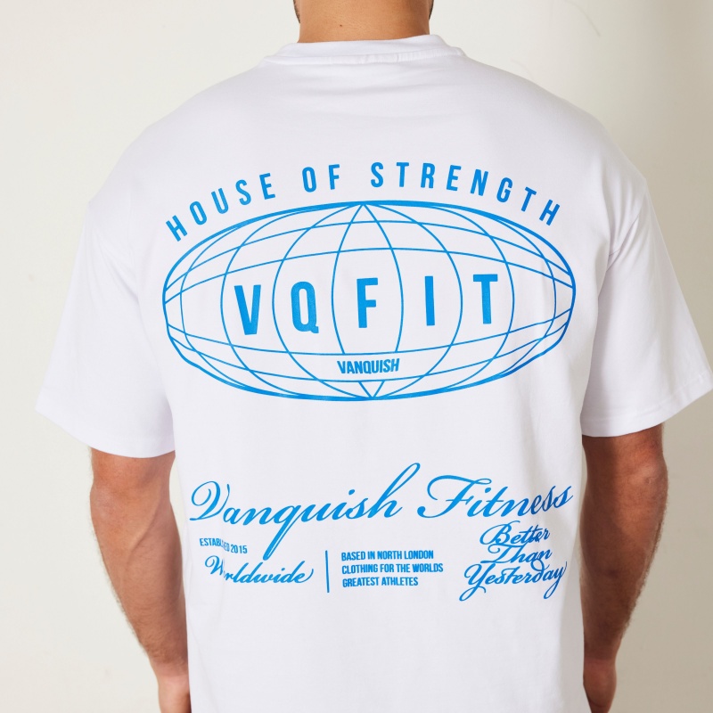 Vanquish Fitness TSP White Worldwide Oversized T Shirt Vita | 3745-NFSMA