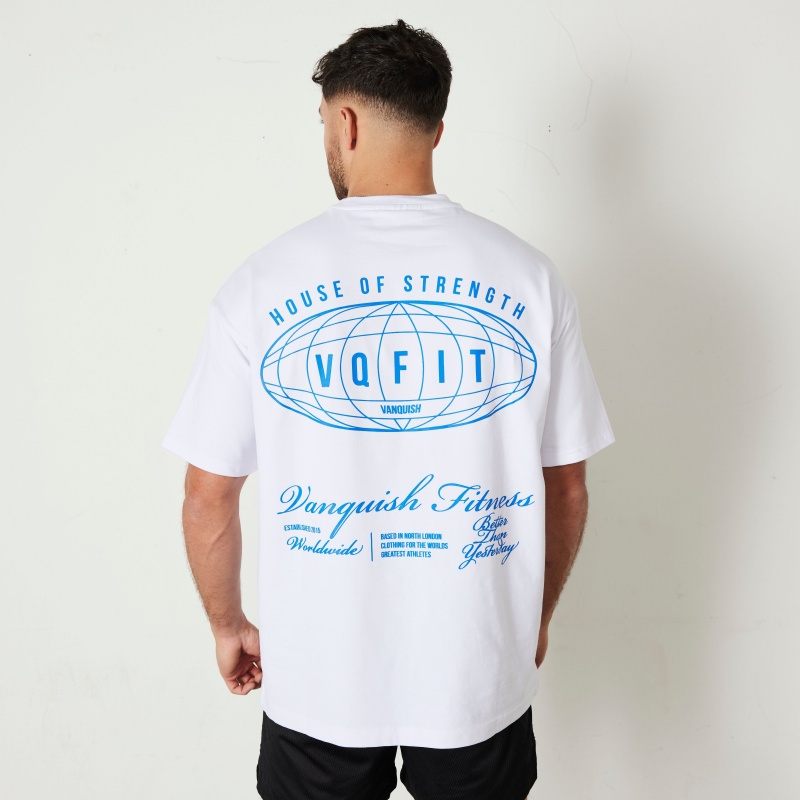 Vanquish Fitness TSP White Worldwide Oversized T Shirt Vita | 3745-NFSMA