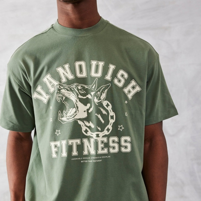 Vanquish Fitness TSP Wreath Green Dobermann Oversized T Shirt Gröna | 3194-GFPAU