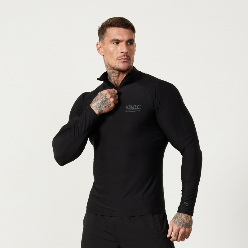 Vanquish Fitness Utility Black 1/4 Zip Tränings Top Svarta | 5863-AWORS