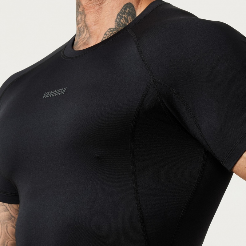 Vanquish Fitness Utility Black Korta Sleeve Base Layer Top Svarta | 7435-LUBKP